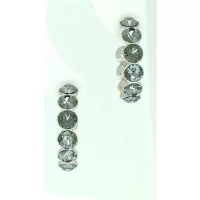   Lilás-kék Swarovski kristállyal díszített ezüstszínű antiallergén félkarika fülbevaló