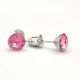 Ezüstszínű nemesacél fülbevaló sötét rózsaszín Swarovski kristállyal