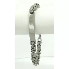   Ezüstszínű nemesacél királylánc karkötő gravírozható betéttel