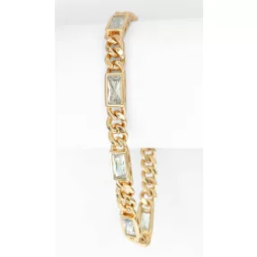   Aranyszínű antiallergén karkötő szürkésfehér kristályokkal