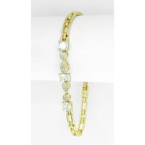   Aranysárga színű antiallergén karkötő fehér kristályokkal