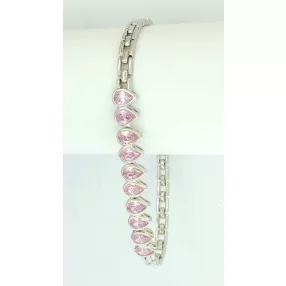 Ezüstszínű antiallergén rózsaszín csepp karkötő
