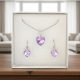 Lila szív Swarovski kristályos antiallergén ékszer szett 