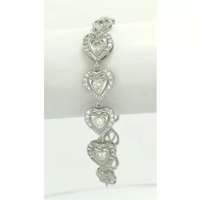   Ezüstszínű antiallergén szívecske karkötő fehér kristályokkal