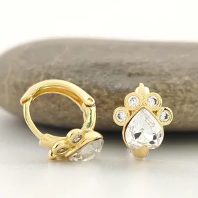   Aranysárga színű antiallergén tappancs fülbevaló fehér Swarovski kristállyal