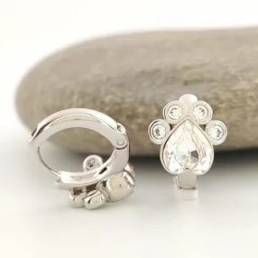   Ezüstszínű antiallergén tappancs fülbevaló fehér Swarovski kristállyal