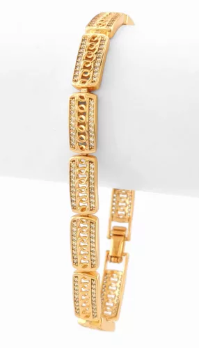 Aranyszínű antiallergén karkötő fehér kristályokkal