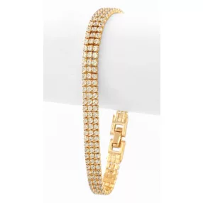 Aranyszínű antiallergén karkötő fehér kristályokkal