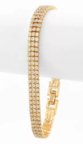 Aranyszínű antiallergén karkötő fehér kristályokkal