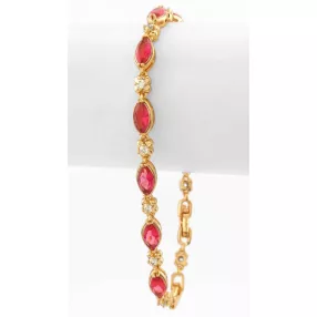Aranyszínű antiallergén karkötő piros kristályokkal