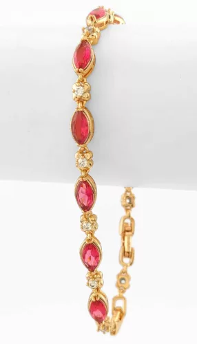 Aranyszínű antiallergén karkötő piros kristályokkal