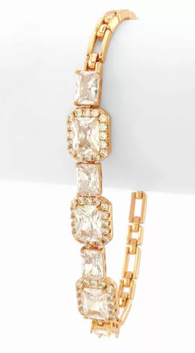 Aranyszínű antiallergén karkötő fehér kristályokkal