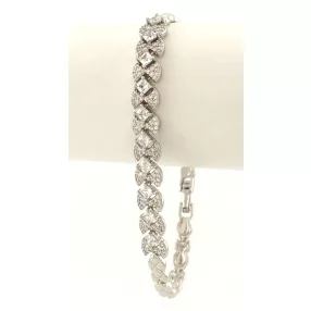 Ezüstszínű antiallergén karkötő fehér kristályokkal