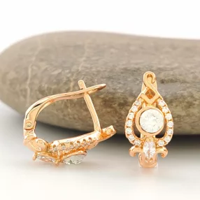   Aranyszínű antiallergén fülbevaló szürkés-fehér Swarovski kristállyal