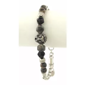   Ezüstszínű nemesacél karkötő ónix és labradorit ásvánnyal