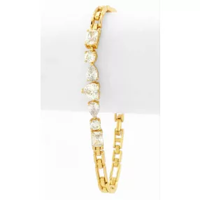   Aranysárga színű antiallergén karkötő fehér kristályokkal