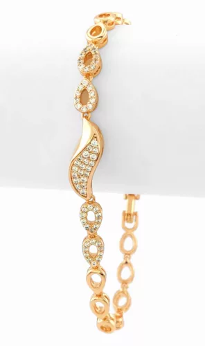 Aranyszínű antiallergén karkötő fehér kristályokkal