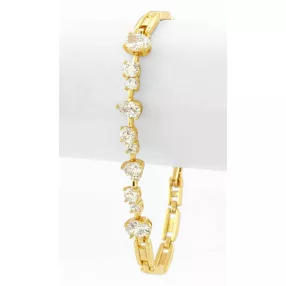   Aranysárga színű antiallergén karkötő fehér kristályokkal