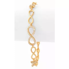   Aranyszínű antiallergén végtelen karkötő fehér kristályokkal