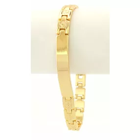   Aranysárga színű antiallergén karkötő gravírozható betéttel