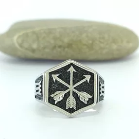 Ezüstszínű nemesacél viking gyűrű