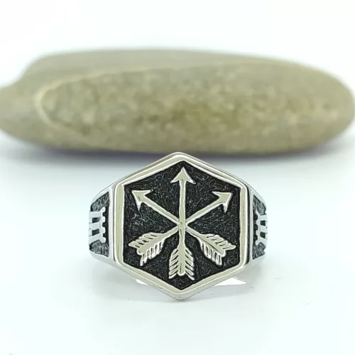 Ezüstszínű nemesacél viking gyűrű