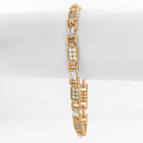 Aranyszínű antiallergén karkötő fehér kristályokkal