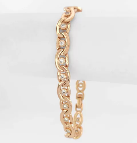 Aranyszínű antiallergén karkötő fehér kristályokkal