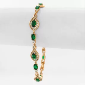   Aranyszínű antiallergén karkötő smaragdzöld kristályokkal