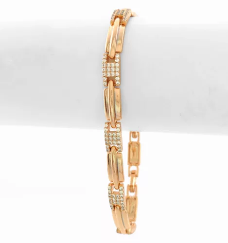 Aranyszínű antiallergén karkötő fehér kristályokkal