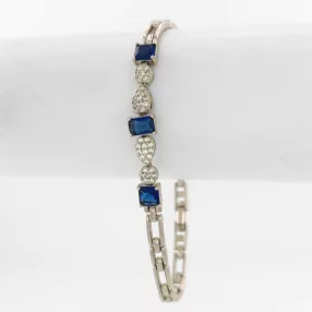   Ezüstszínű antiallergén karkötő királykék kristállyal