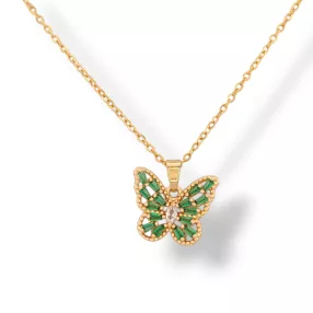Aranyszínű nemesacél pillangó medál nyaklánccal