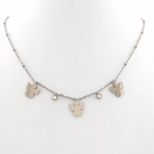 Ezüstszínű nemesacél angyalka nyaklánc