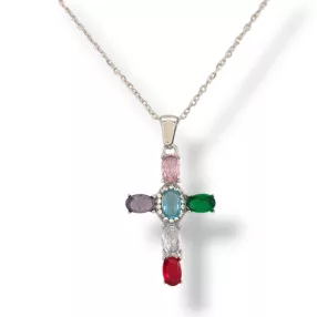 Ezüstszínű nemesacél nyaklánc kereszt medállal