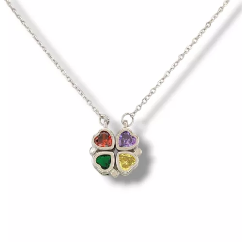 Ezüstszínű nemesacél nyaklánc variálható szív medállal