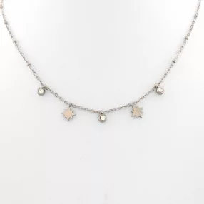 Ezüstszínű nemesacél nyaklánc csillag medálokkal
