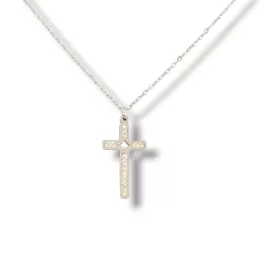 Ezüstszínű nemesacél nyaklánc kereszt medállal