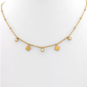 Aranyszínű nemesacél nyaklánc csillag medálokkal