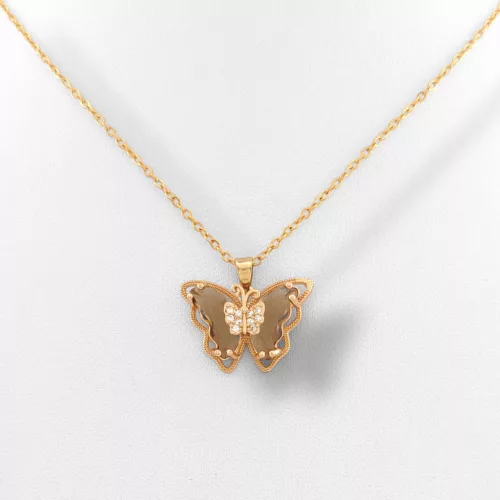 Aranyszínű nemesacél nyaklánc pillangó medállal
