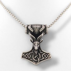 Ezüstszínű nemesacél Thor kalapácsa medál