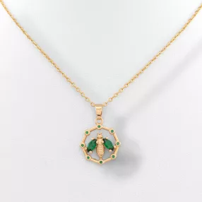 Aranyszínű nemesacél nyaklánc méhecske medállal