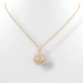 Aranyszínű nemesacél nyaklánc méhecske medállal