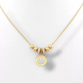   Aranyszínű nemesacél nyaklánc fehér kristályos medállal