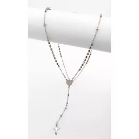 Ezüstszínű nemesacél rózsafüzér kereszttel