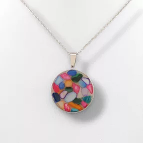 Ezüstszínű nemesacél nyaklánc lencse medállal