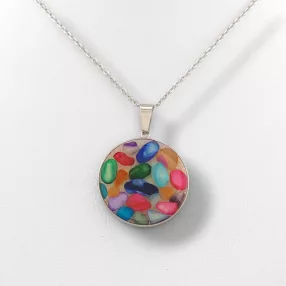 Ezüstszínű nemesacél nyaklánc lencse medállal