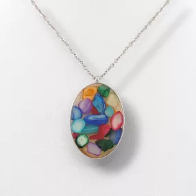 Ezüstszínű nemesacél nyaklánc lencse medállal