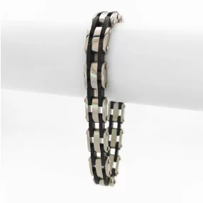 Ezüst-fekete színű nemesacél karkötő