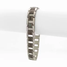 Fekete-ezüstszínű nemesacél karkötő görög mintával