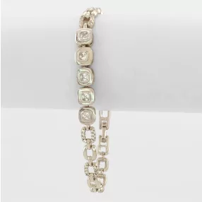 Ezüstszínű antiallergén karkötő fehér kristályokkal